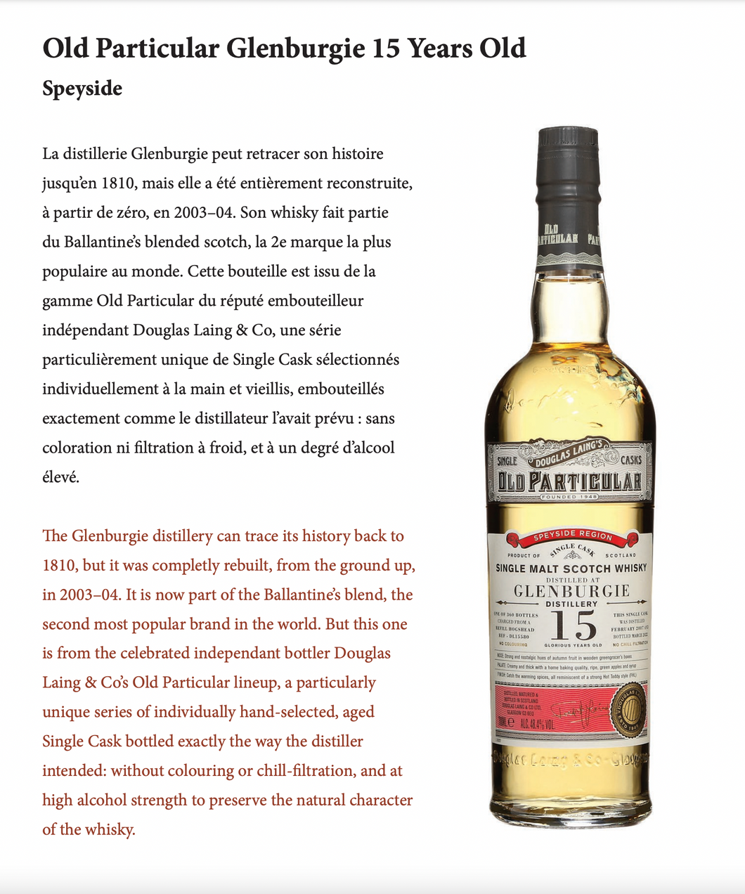 Old Particular Glenburgie 15 years